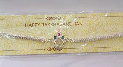 Ganesha Rakhi | Premium Silver Chain Rakhi
